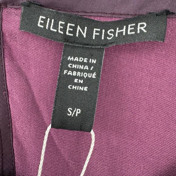Eileen Fisher Velvet Crew Neck Easy Fit Knee Length Dress Purple Size S NWT - Picture 7 of 12